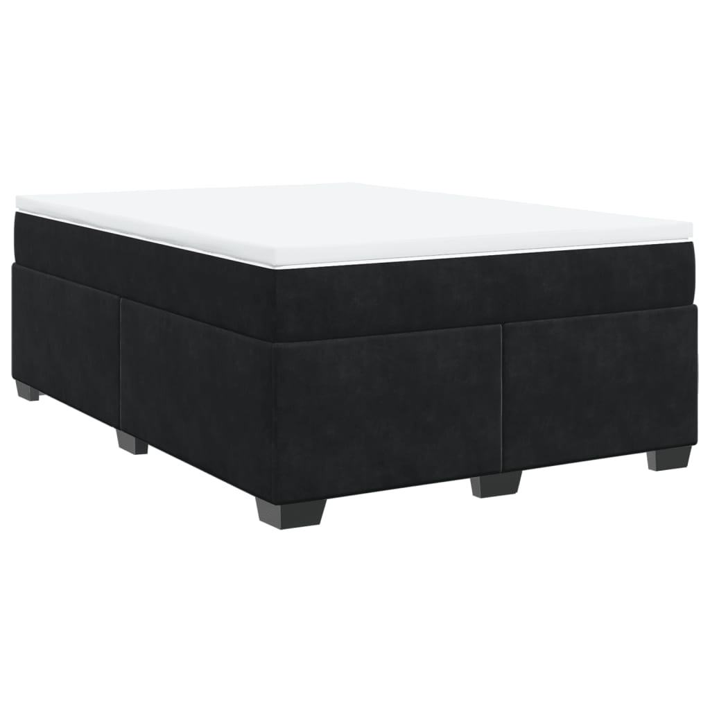 Box spring bed with mattress black 160x200 cm velvet