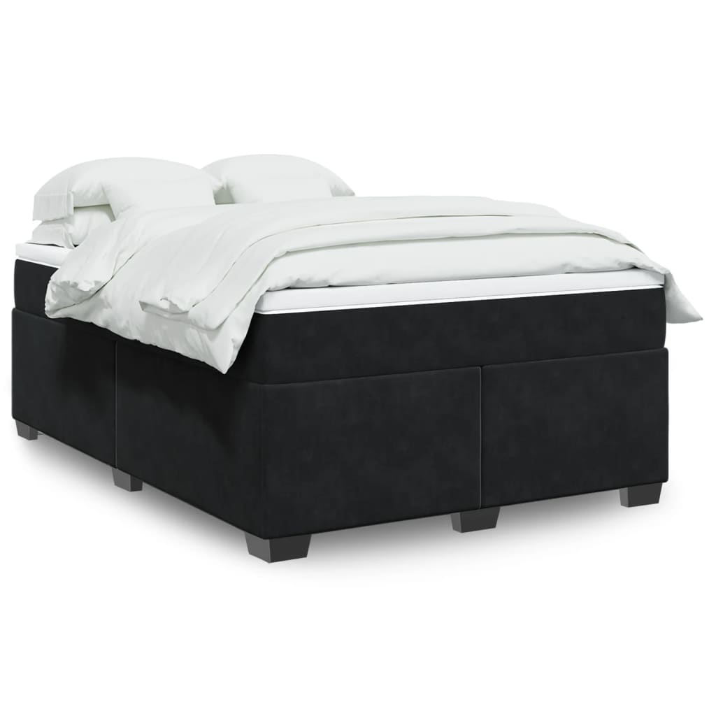 Box spring bed with mattress black 160x200 cm velvet
