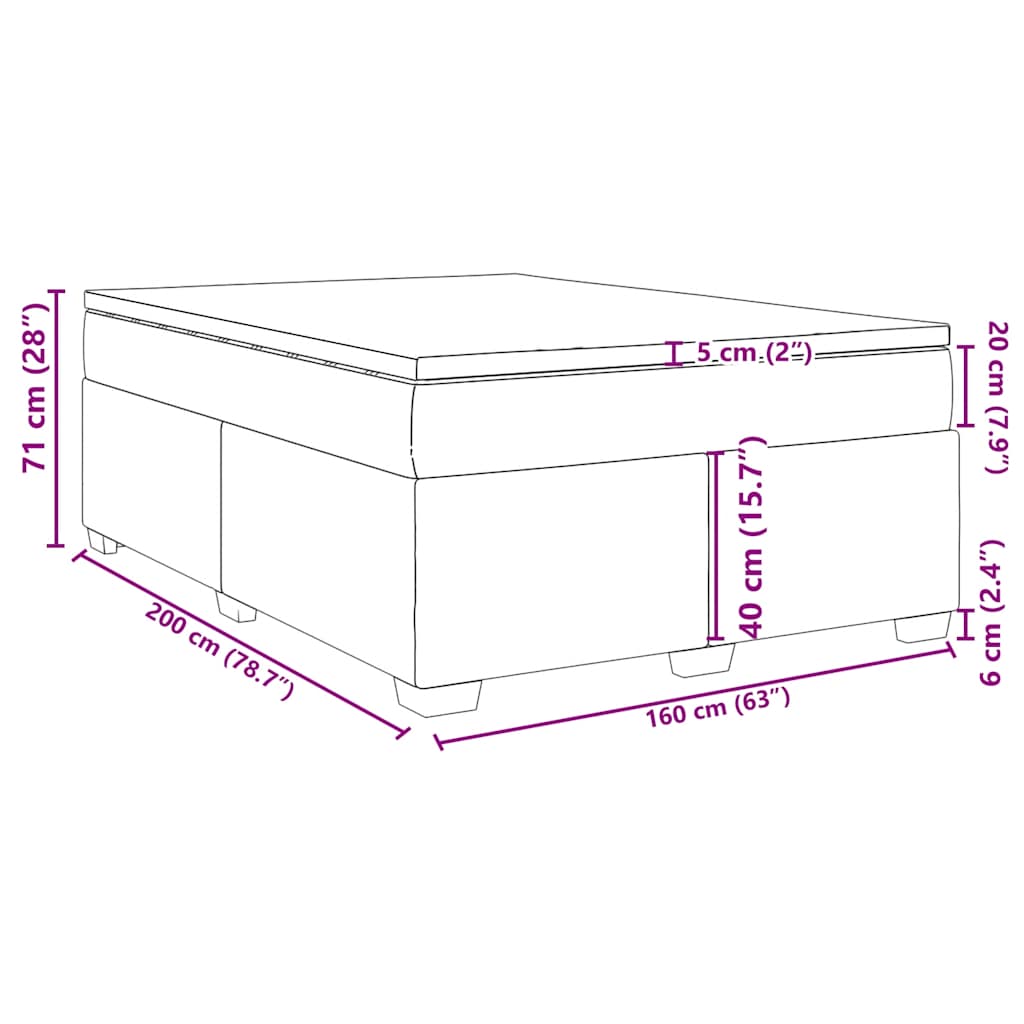 Boxspringbett mit Matratze Dunkelblau 160x200 cm Samt