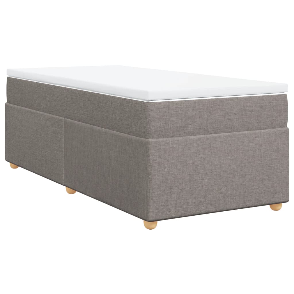 Lit sommier tapissier avec matelas tissu taupe 90x200 cm