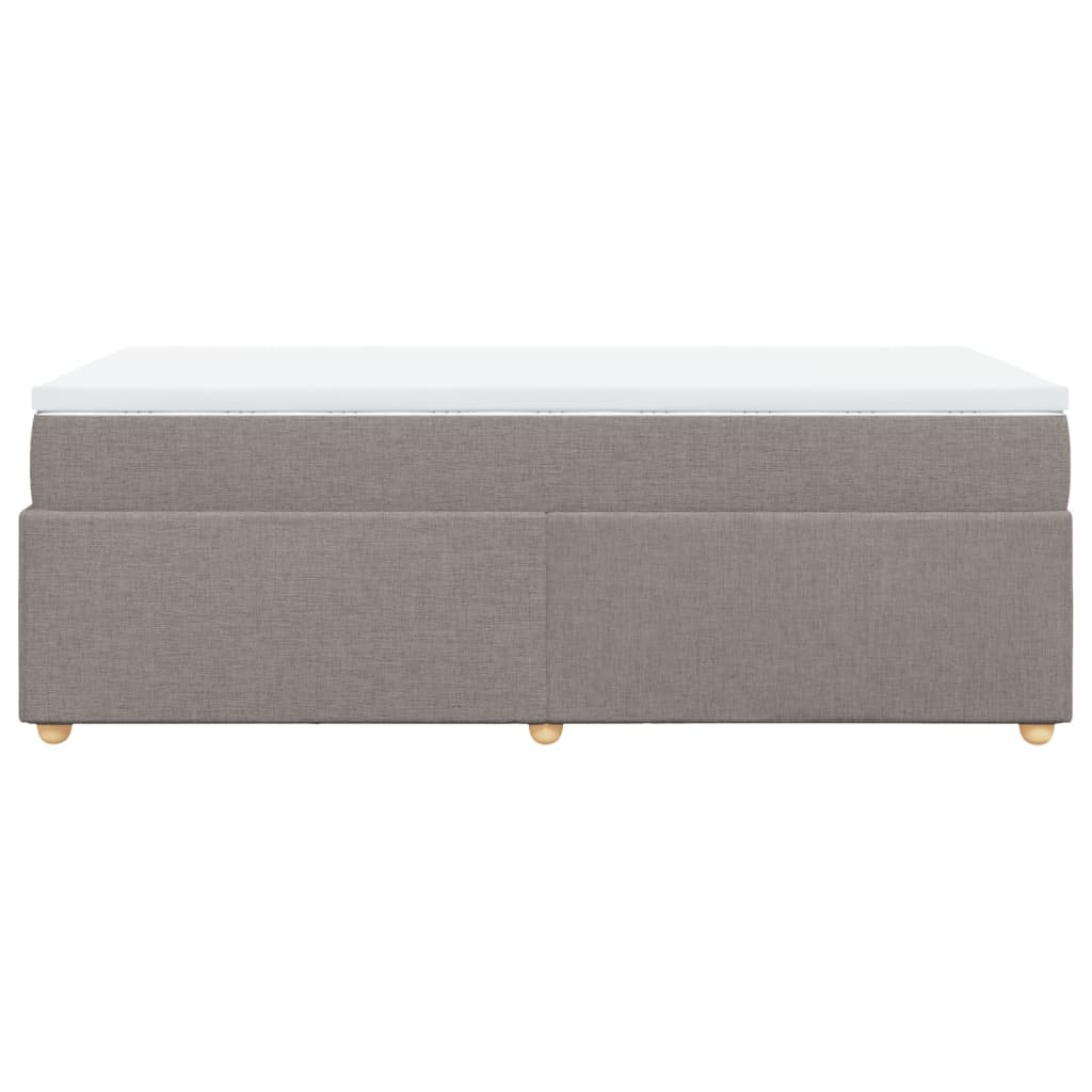 Lit sommier tapissier avec matelas tissu taupe 90x200 cm
