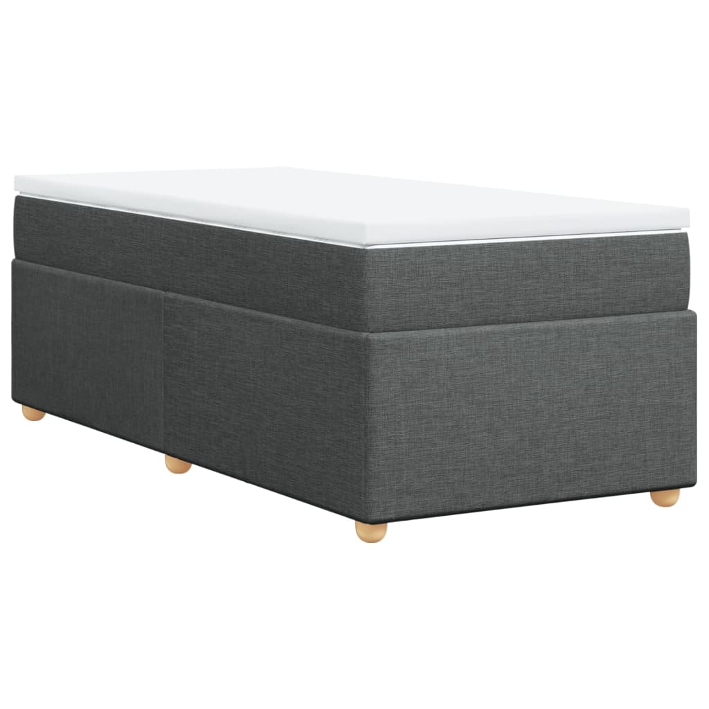 Lit sommier tapissier avec matelas tissu gris foncé 100x200 cm