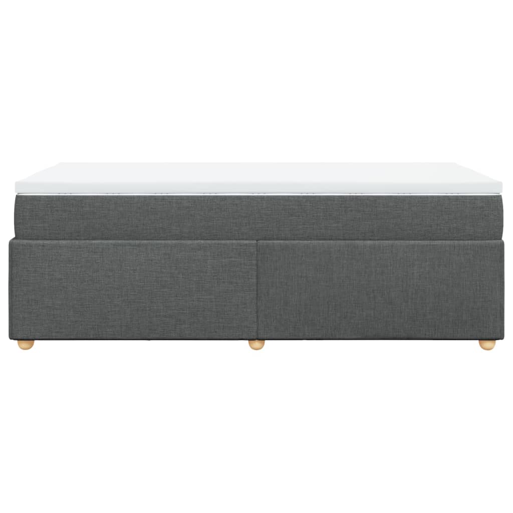 Lit sommier tapissier avec matelas tissu gris foncé 100x200 cm