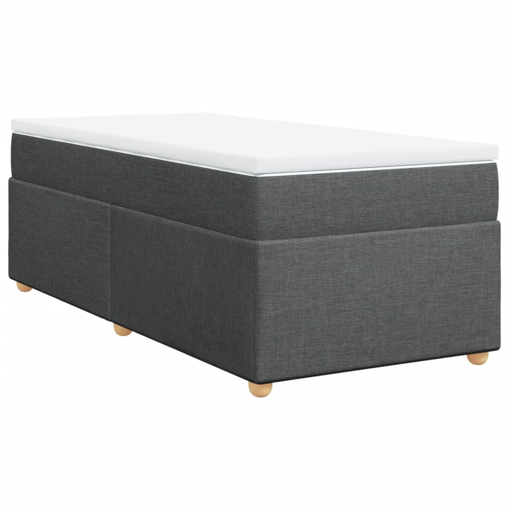 Lit sommier tapissier avec matelas tissu gris foncé 100x200 cm