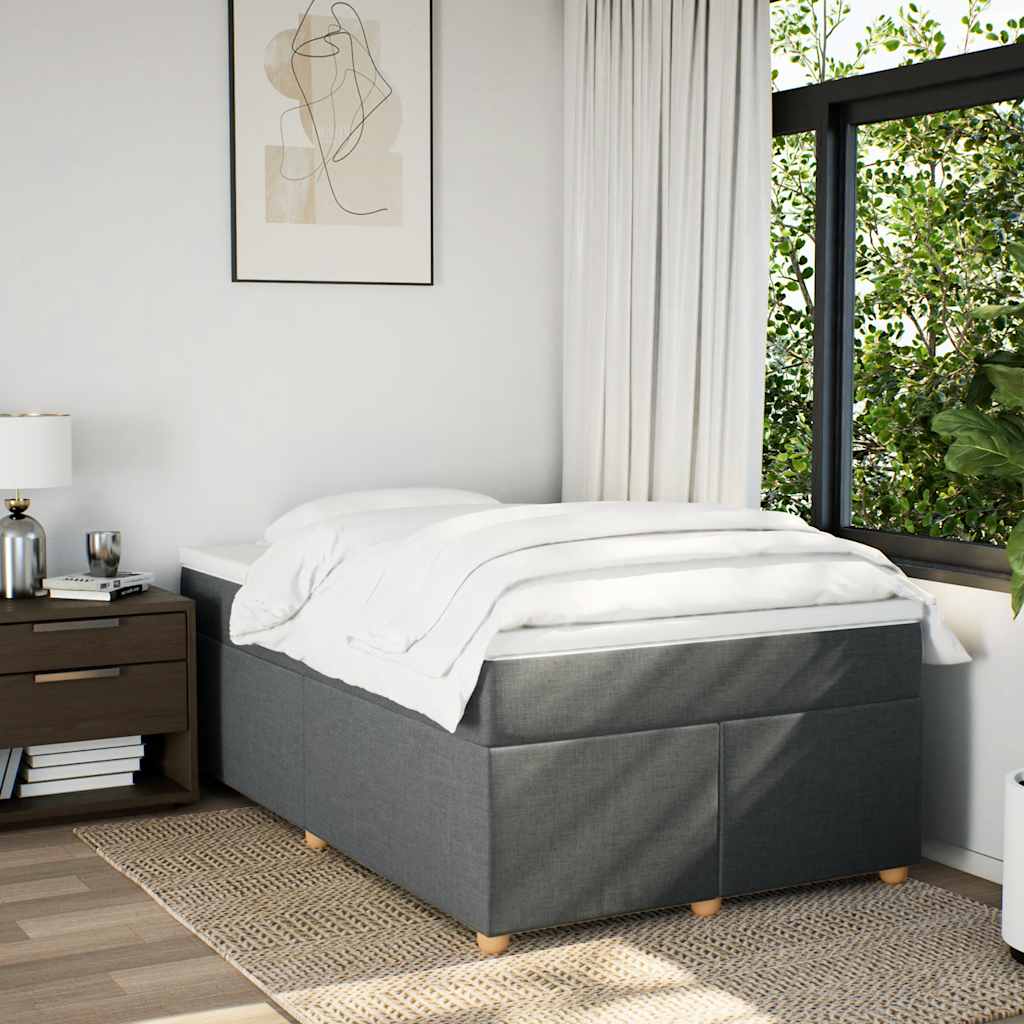 Lit à sommier tapissier avec matelas en tissu gris foncé 120x190 cm