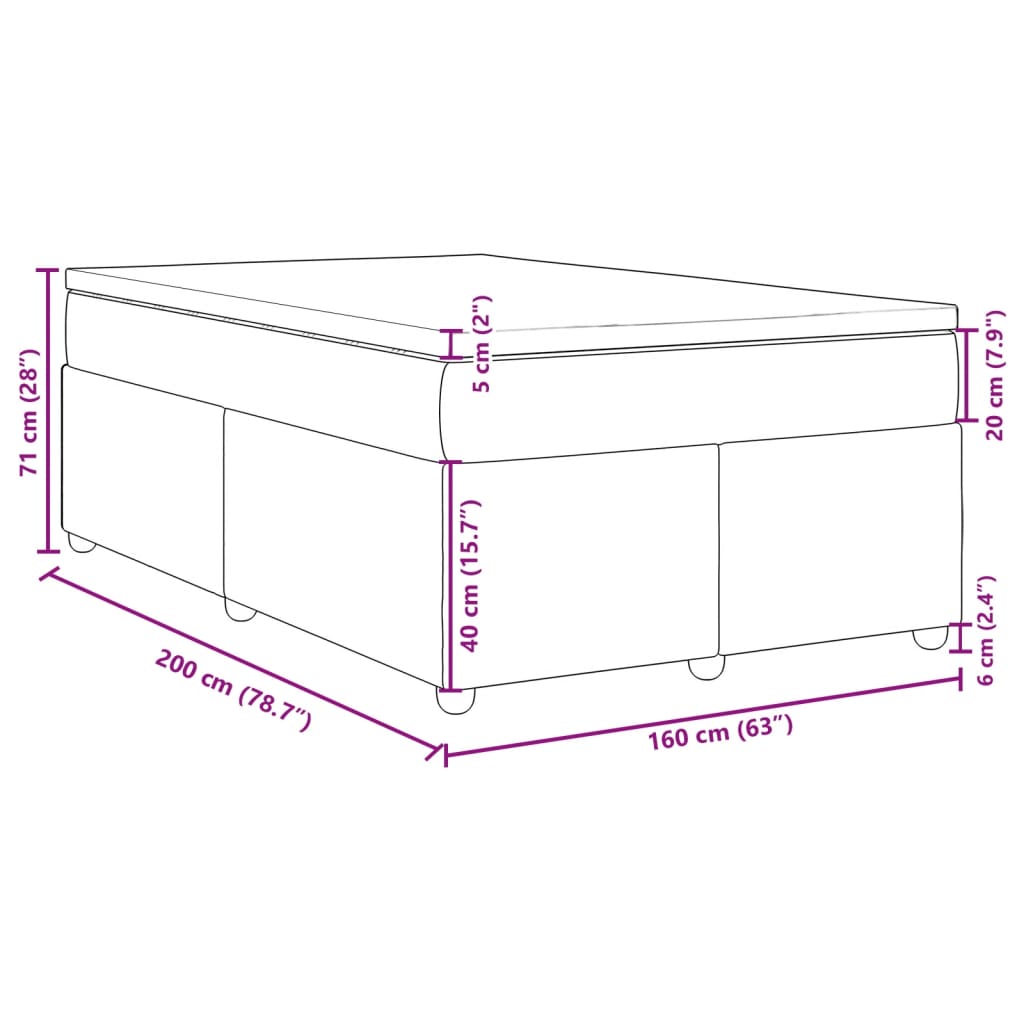 Boxspringbett mit Matratze Schwarz 160x200 cm Stoff