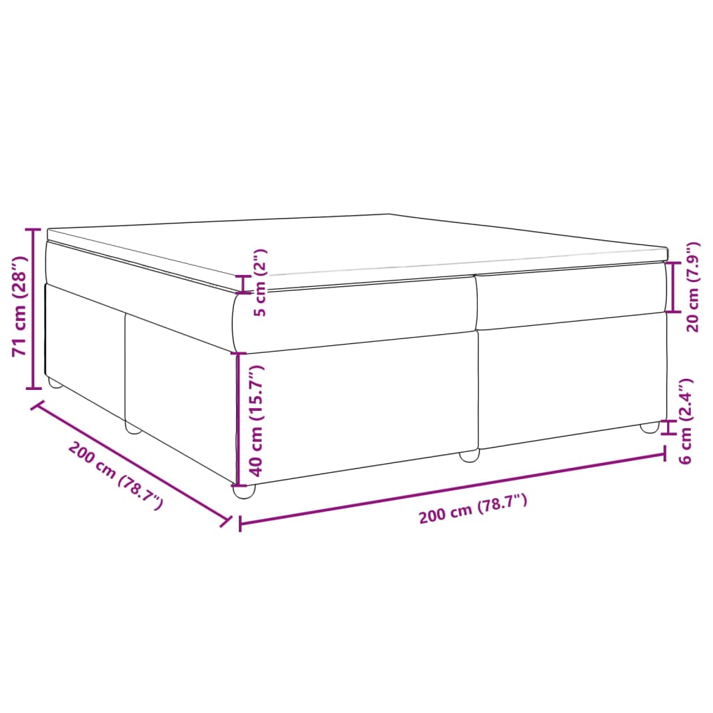 Boxspringbett mit Matratze Schwarz 200x200 cm Stoff