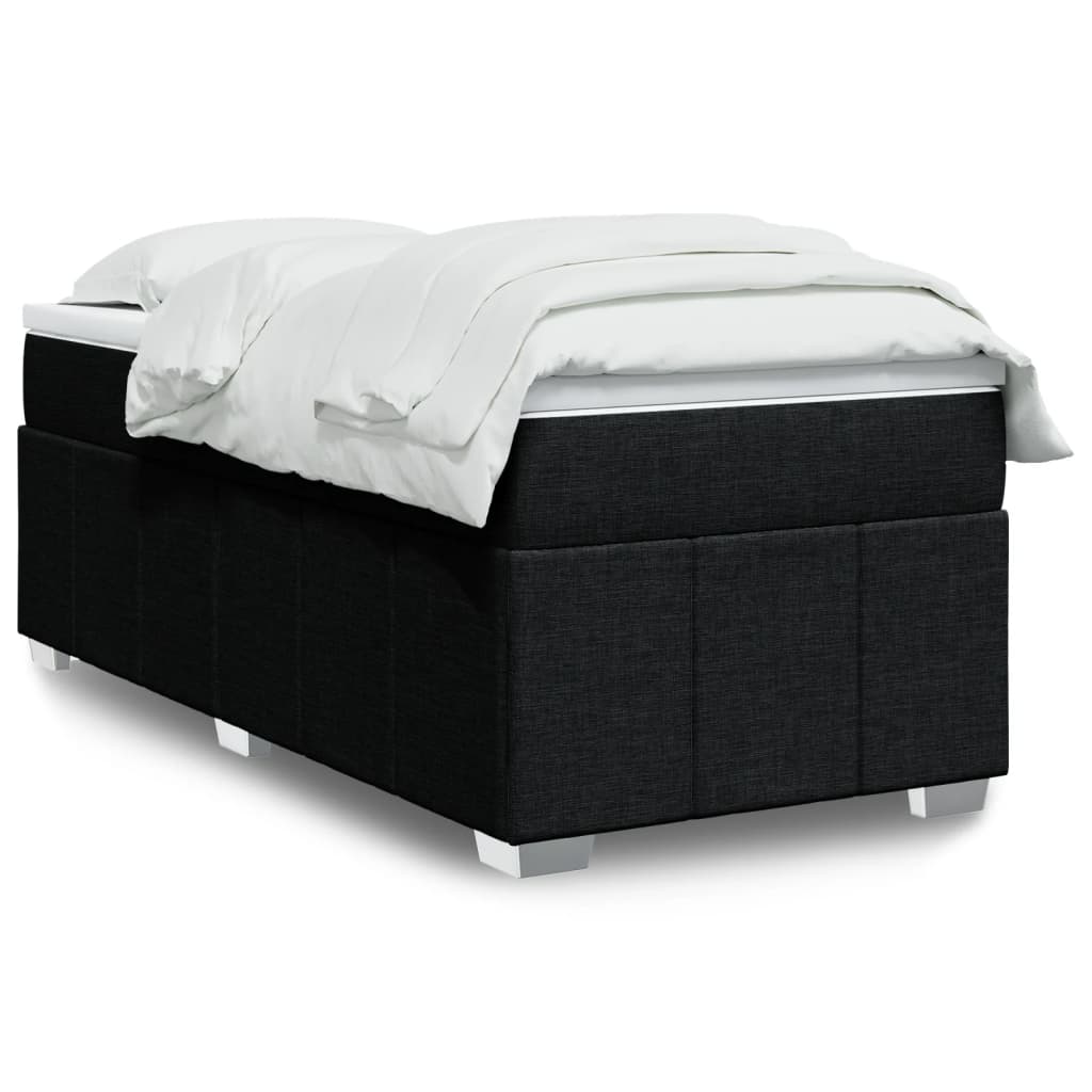 Lit à sommier tapissier avec matelas tissu noir 90x200 cm