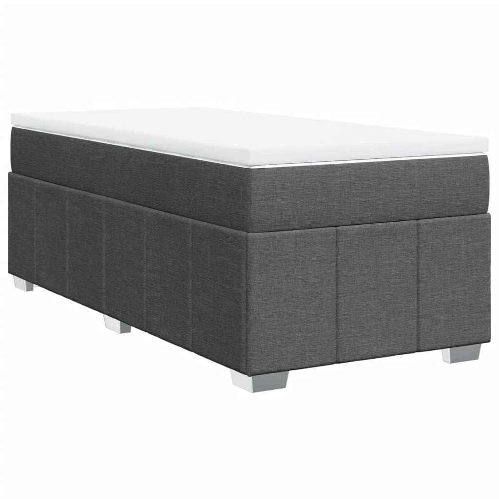 Lit sommier tapissier avec matelas tissu gris foncé 100x200 cm