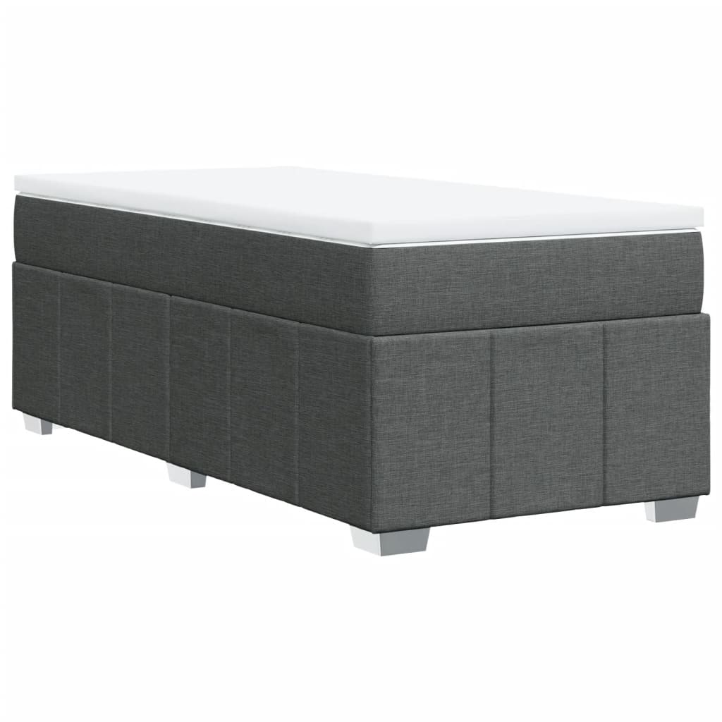 Lit sommier tapissier avec matelas tissu gris foncé 100x200 cm