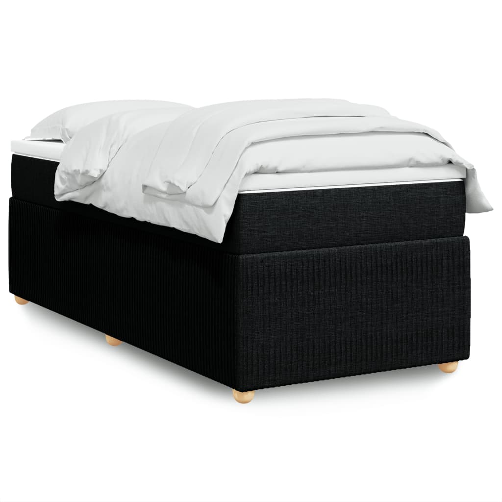 Lit à sommier tapissier avec matelas tissu noir 90x200 cm
