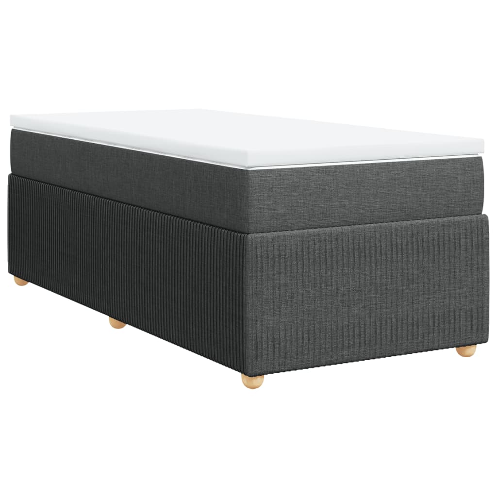 Lit sommier tapissier avec matelas tissu gris foncé 100x200 cm
