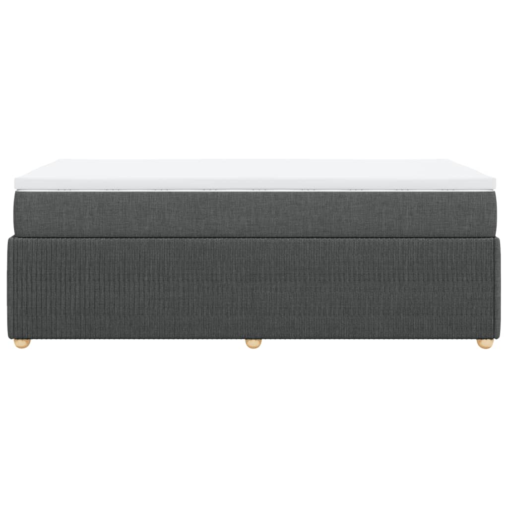 Lit sommier tapissier avec matelas tissu gris foncé 100x200 cm