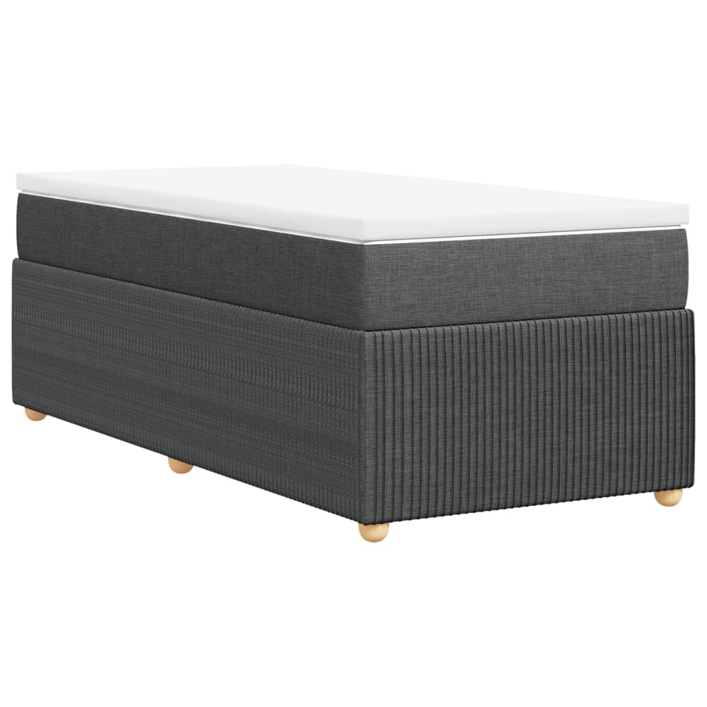 Lit sommier tapissier avec matelas tissu gris foncé 100x200 cm