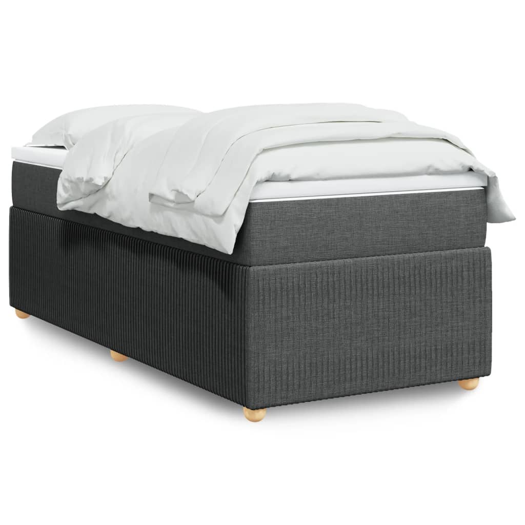 Lit sommier tapissier avec matelas tissu gris foncé 100x200 cm