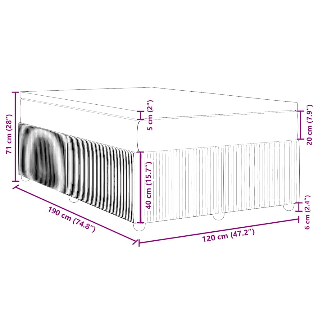 Boxspringbett mit Matratze Hellgrau 120x190 cm Stoff