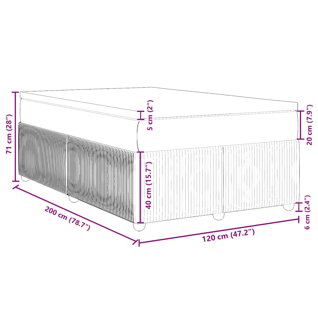 Boxspringbett mit Matratze Blau 120x200 cm Stoff