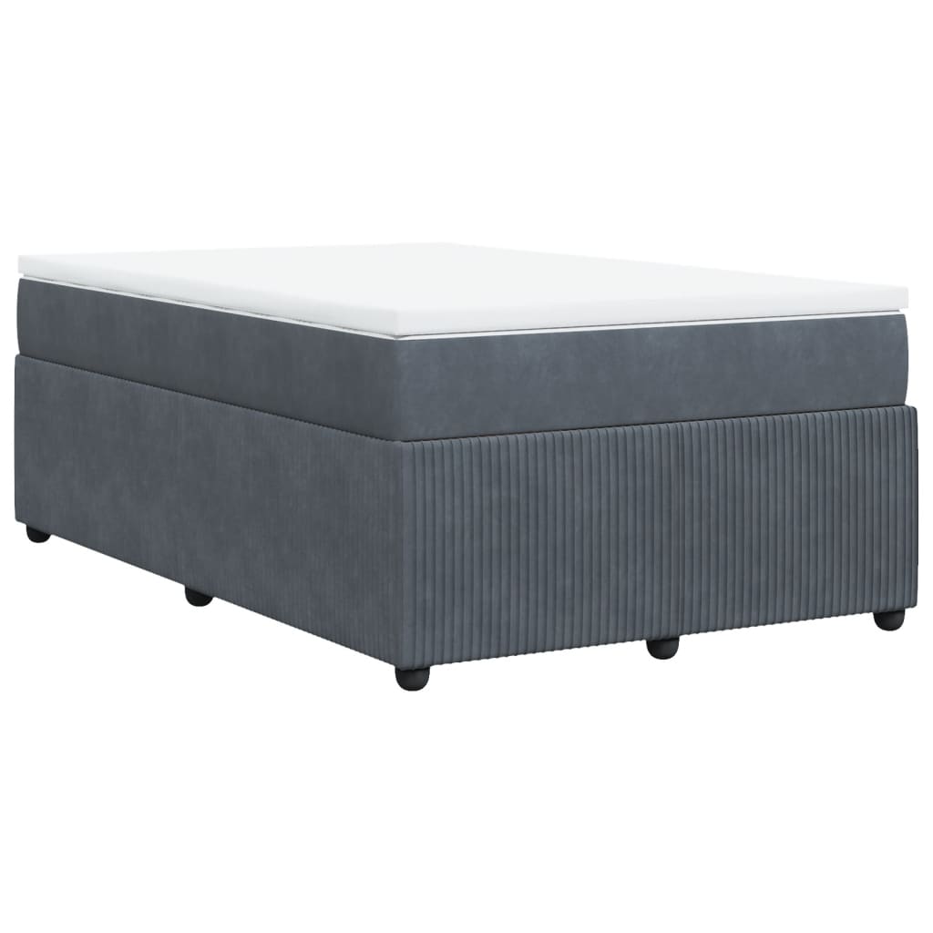 Lit à sommier tapissier avec matelas gris foncé 120x190 cm velours