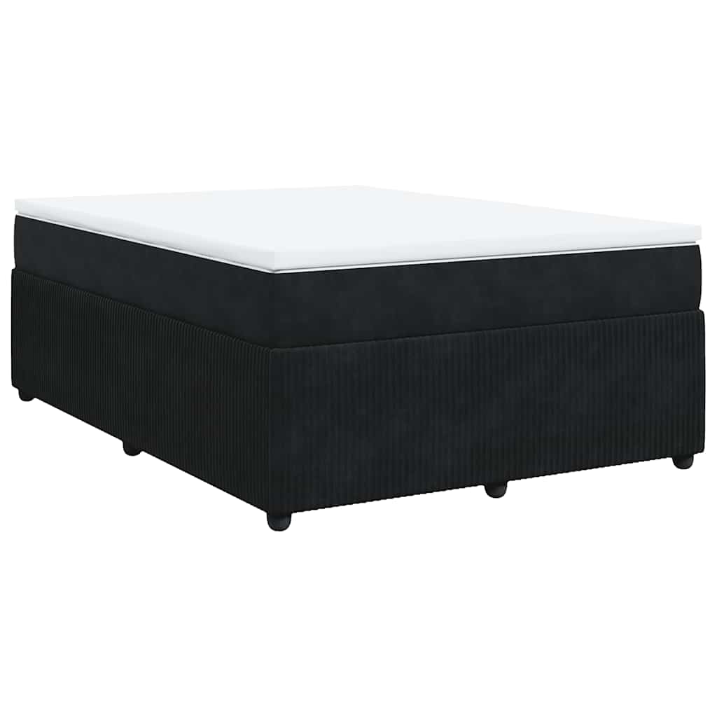Boxspringbett mit Matratze Schwarz 140x190 cm Samt