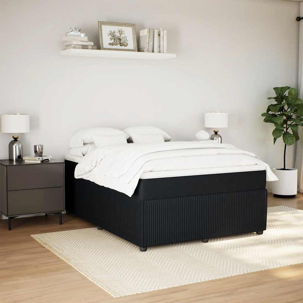 Boxspringbett mit Matratze Schwarz 140x190 cm Samt