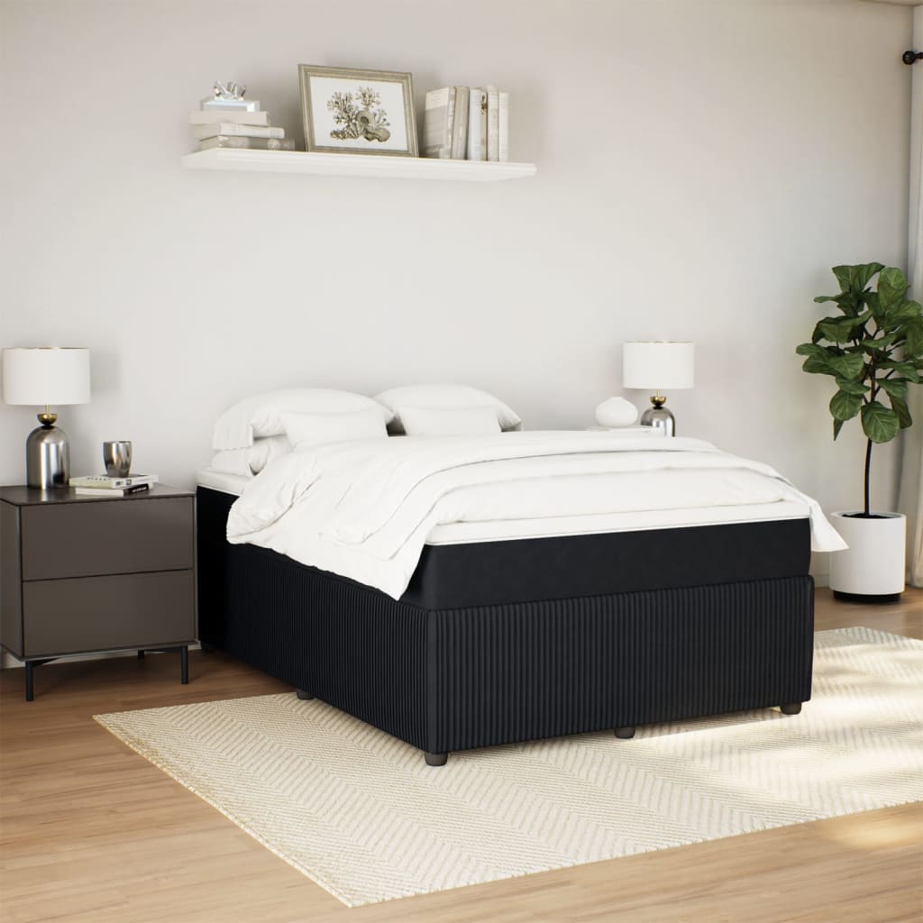 Box spring bed with mattress black 160x200 cm velvet