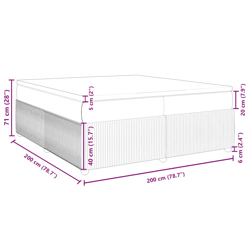 Boxspringbett mit Matratze Hellgrau 200x200 cm Samt