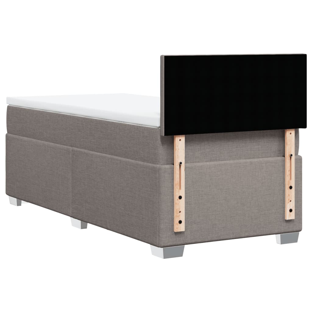 Lit sommier tapissier avec matelas tissu taupe 80x200 cm