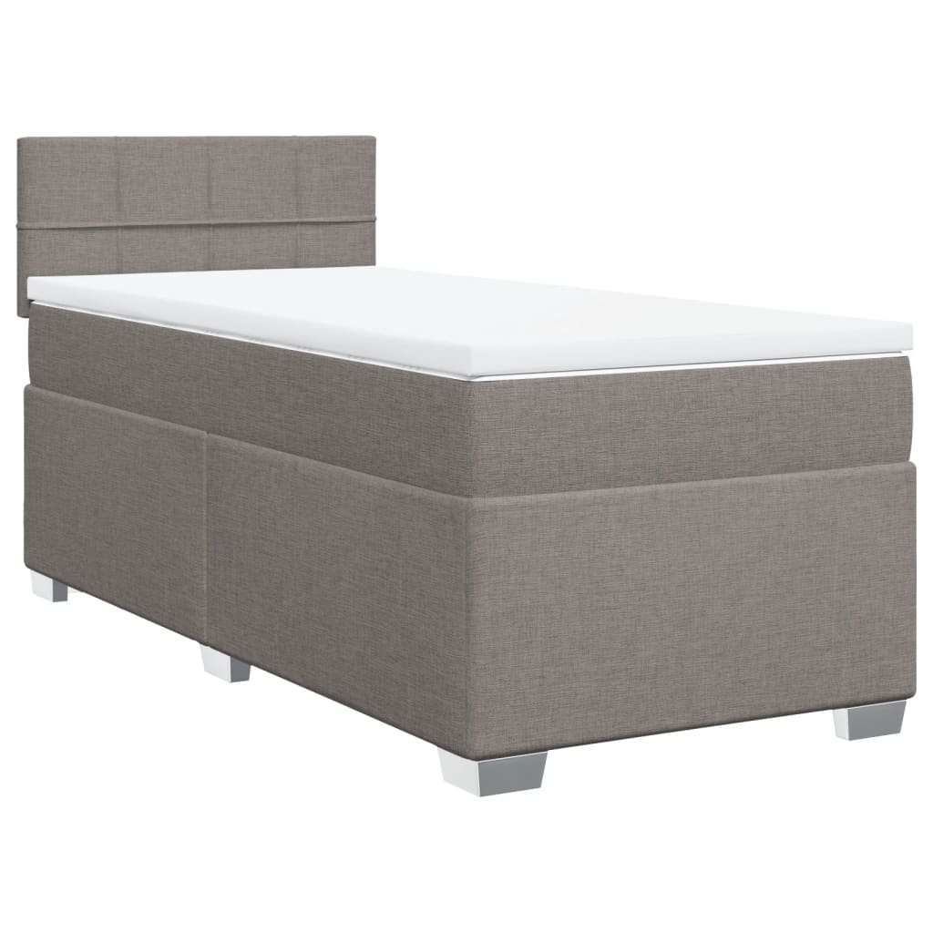 Box spring bed with mattress taupe 90x190 cm fabric