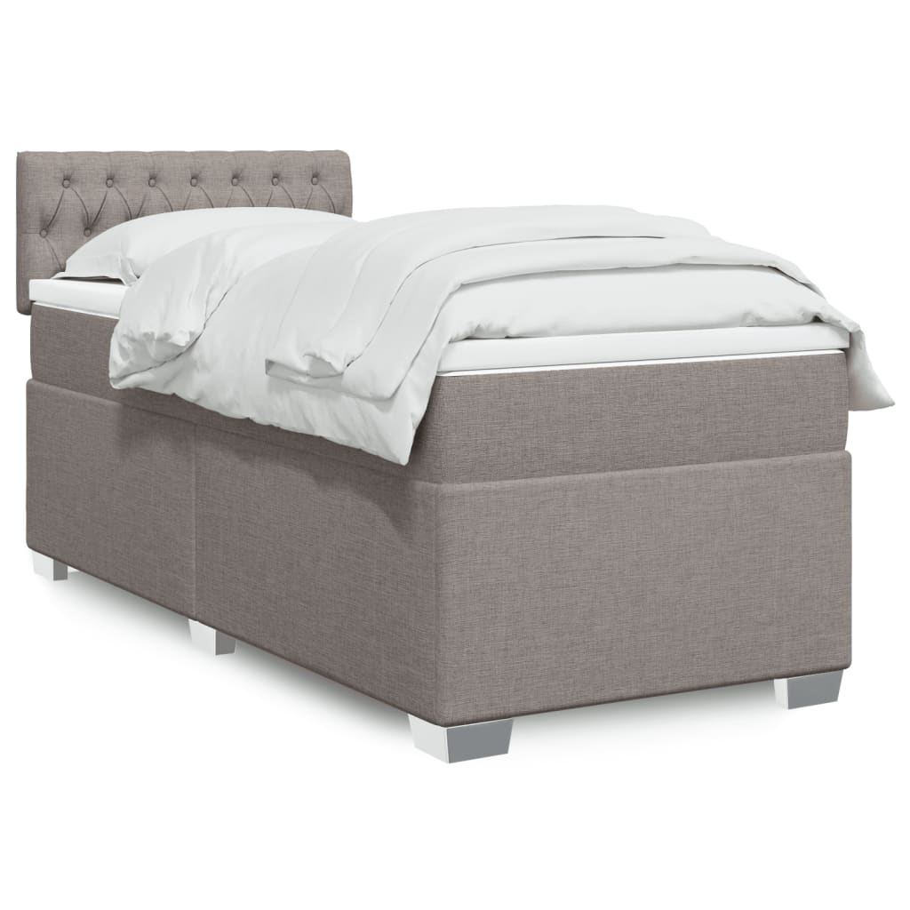 Box spring bed with mattress taupe 90x190 cm fabric