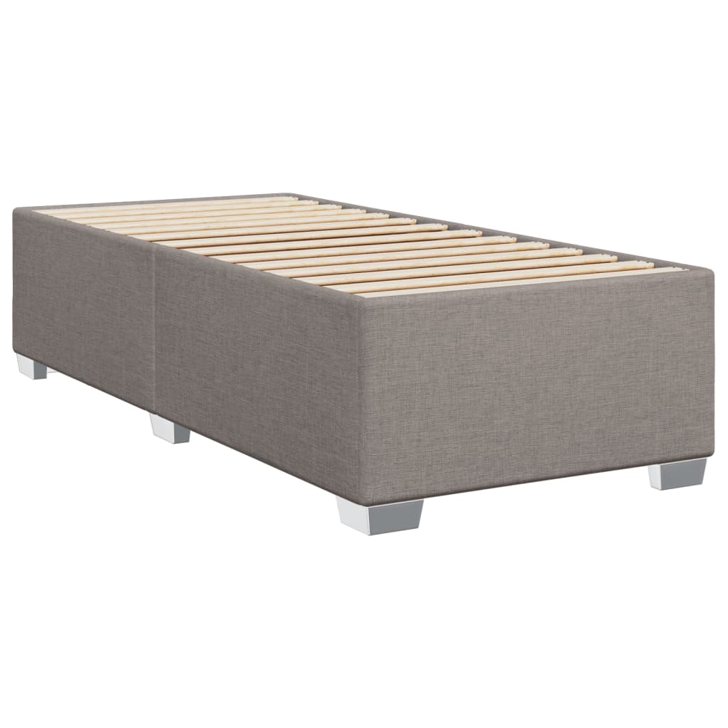Lit sommier tapissier avec matelas tissu taupe 90x200 cm