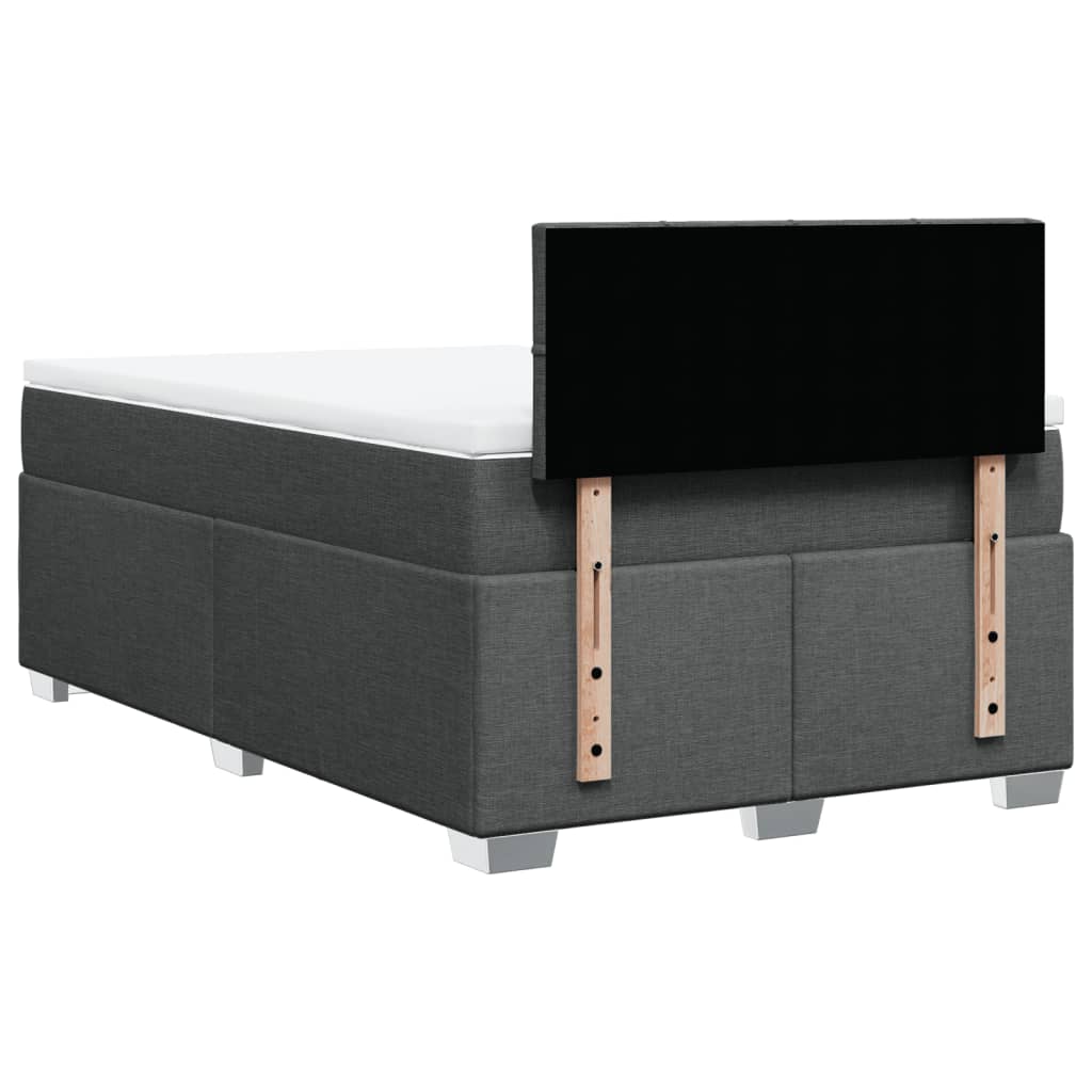 Lit à sommier tapissier avec matelas en tissu gris foncé 120x190 cm