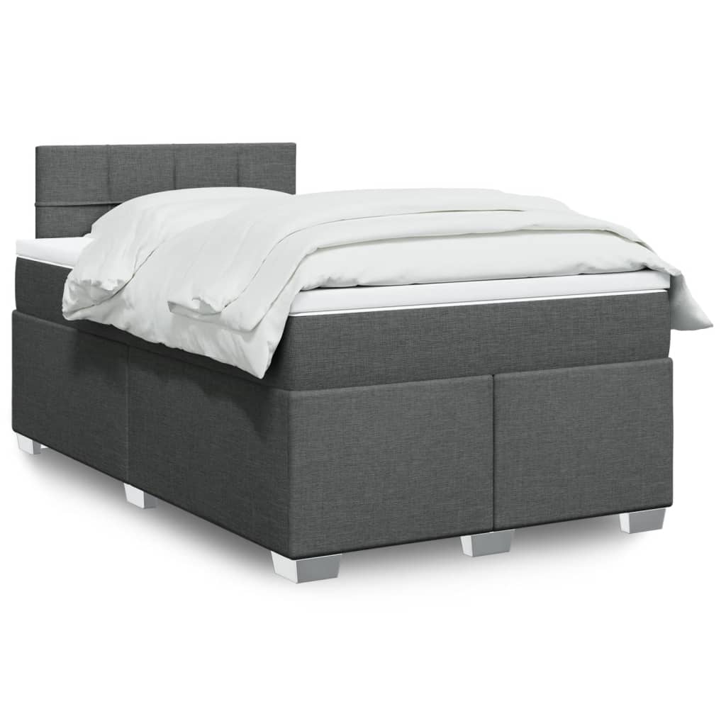 Box spring bed with mattress dark grey 120x200 cm fabric
