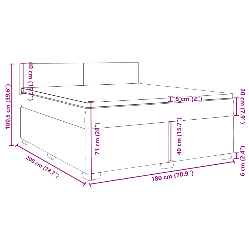 Boxspringbett mit Matratze Dunkelgrau 180x200 cm Stoff