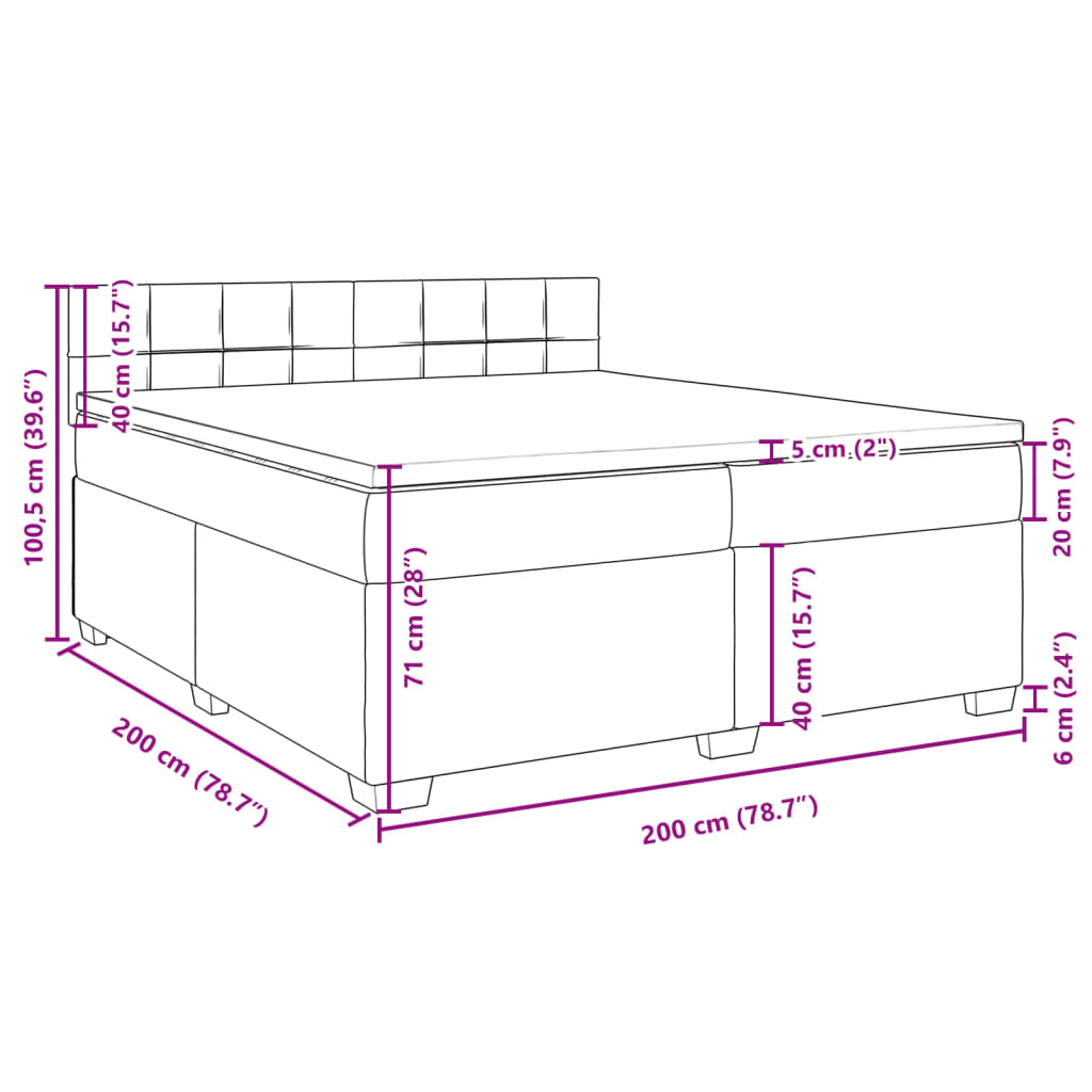 Boxspringbett mit Matratze Hellgrau 200x200 cm Stoff