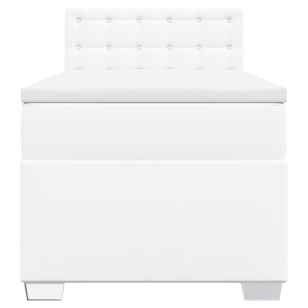 Lit à sommier tapissier avec matelas blanc 90x190 cm en similicuir