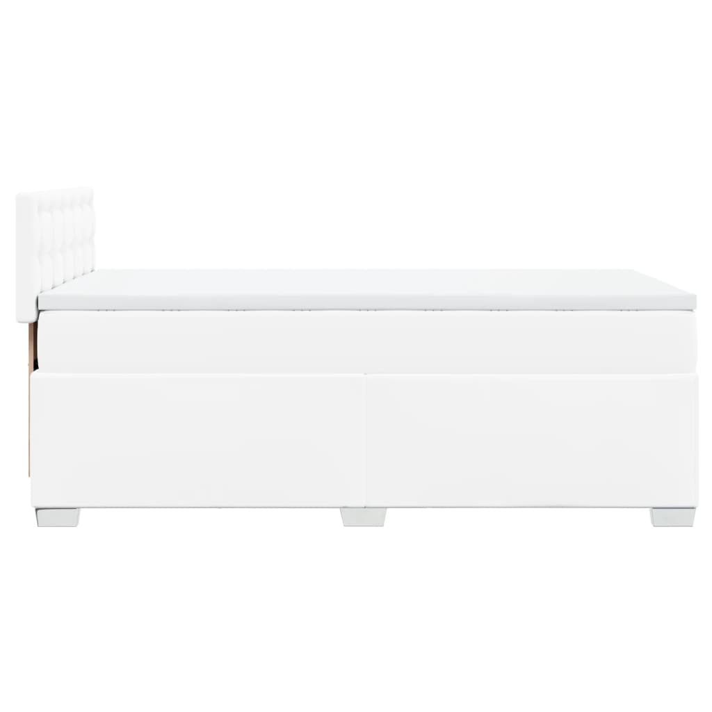 Lit à sommier tapissier avec matelas blanc 90x190 cm en similicuir