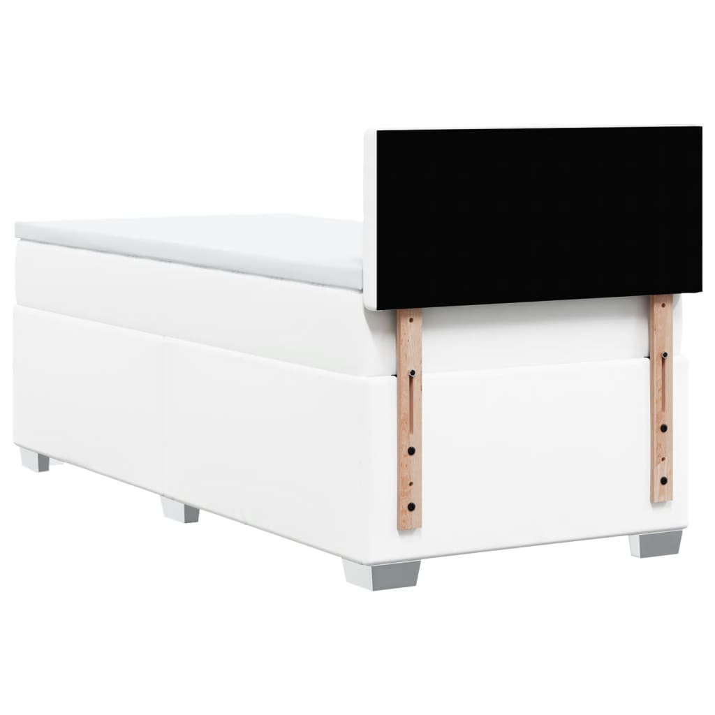 Lit à sommier tapissier avec matelas blanc 90x190 cm en similicuir