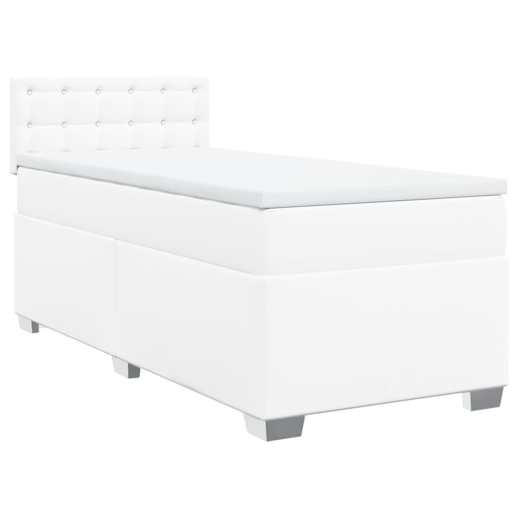 Lit à sommier tapissier avec matelas blanc 90x200 cm en similicuir