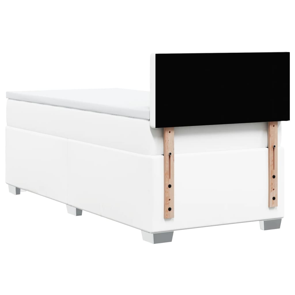 Lit à sommier tapissier avec matelas blanc 90x200 cm en similicuir