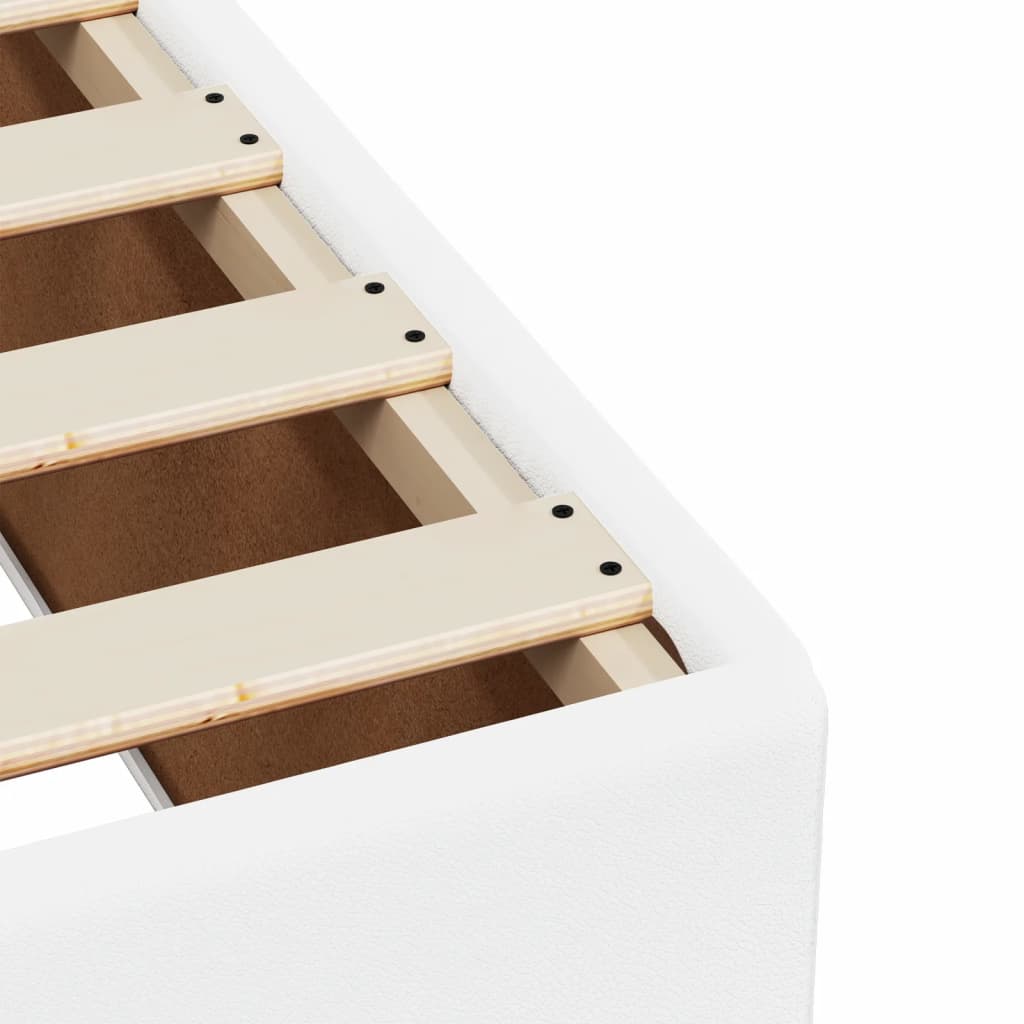 Lit à sommier tapissier avec matelas blanc 90x200 cm en similicuir