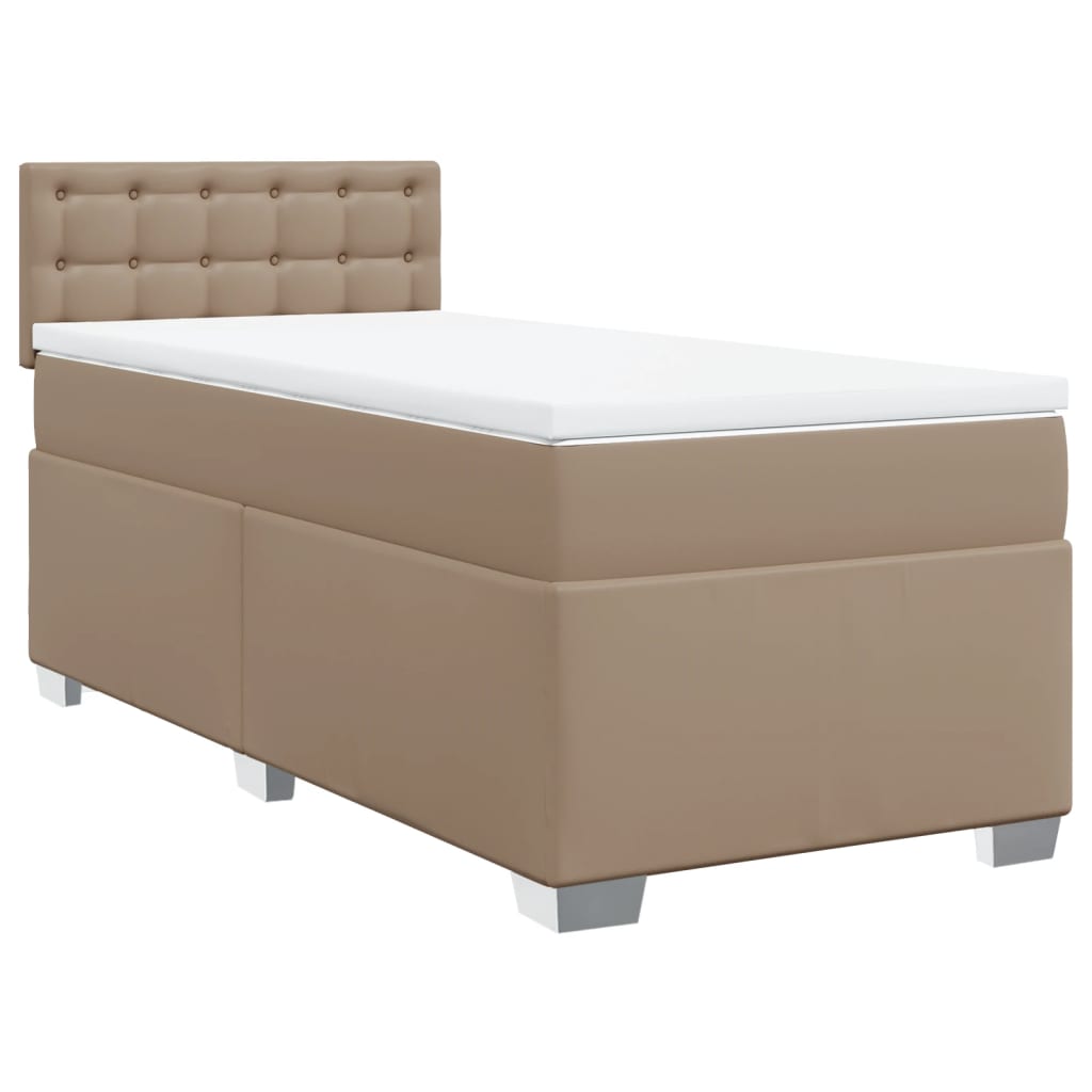 Matelas à sommier tapissier cappuccino-marron 100x200cm cuir artificiel