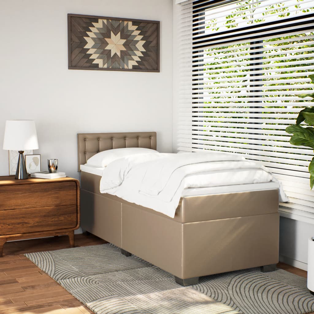 Matelas à sommier tapissier cappuccino-marron 100x200cm cuir artificiel