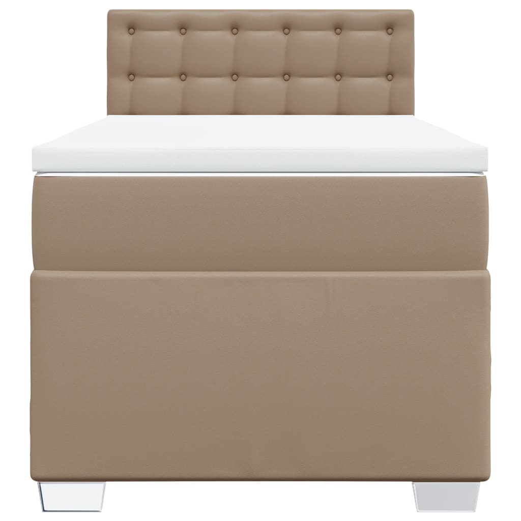 Matelas à sommier tapissier cappuccino-marron 100x200cm cuir artificiel