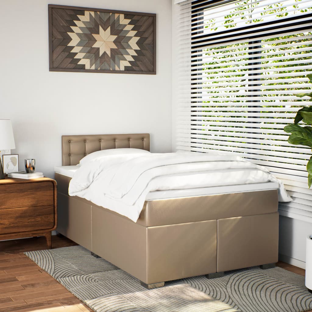 Matelas à sommier tapissier cappuccino-marron 120x190 cm cuir artificiel