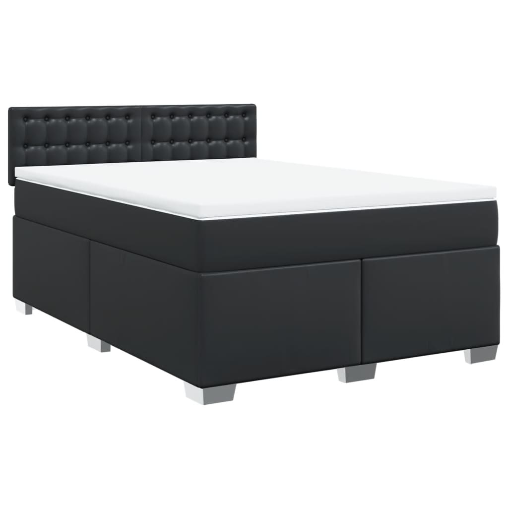 Box spring bed with mattress black 160x200 cm artificial leather