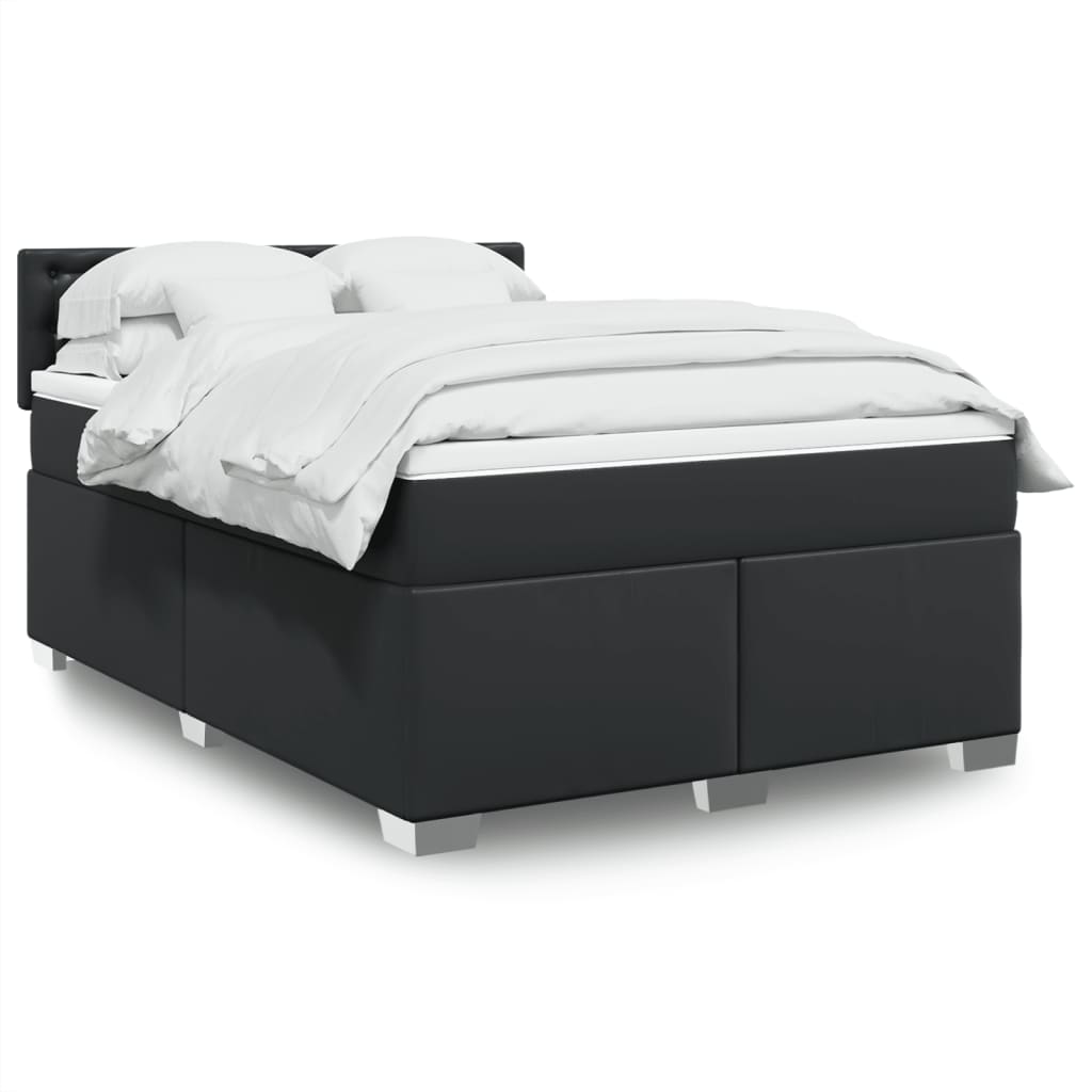 Box spring bed with mattress black 160x200 cm artificial leather
