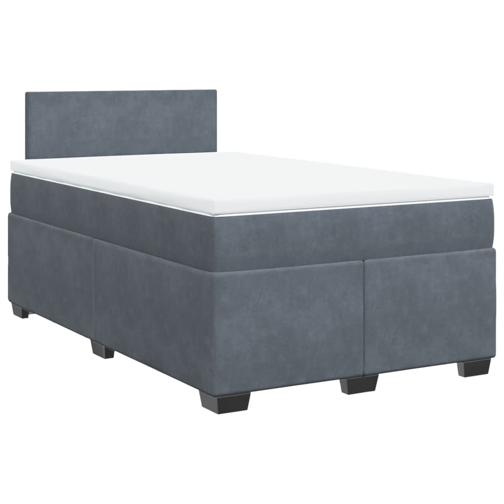 Lit à sommier tapissier avec matelas gris foncé 120x190 cm velours
