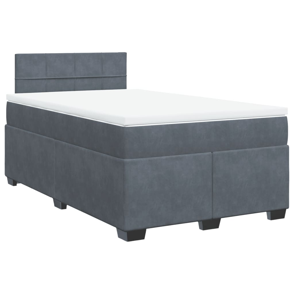 Lit à sommier tapissier avec matelas gris foncé 120x190 cm velours
