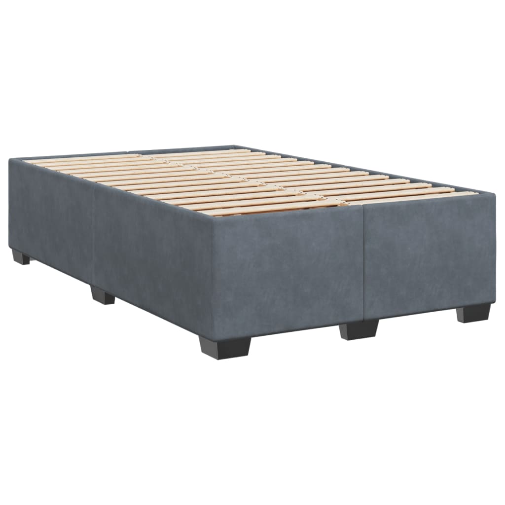 Lit à sommier tapissier avec matelas gris foncé 120x190 cm velours