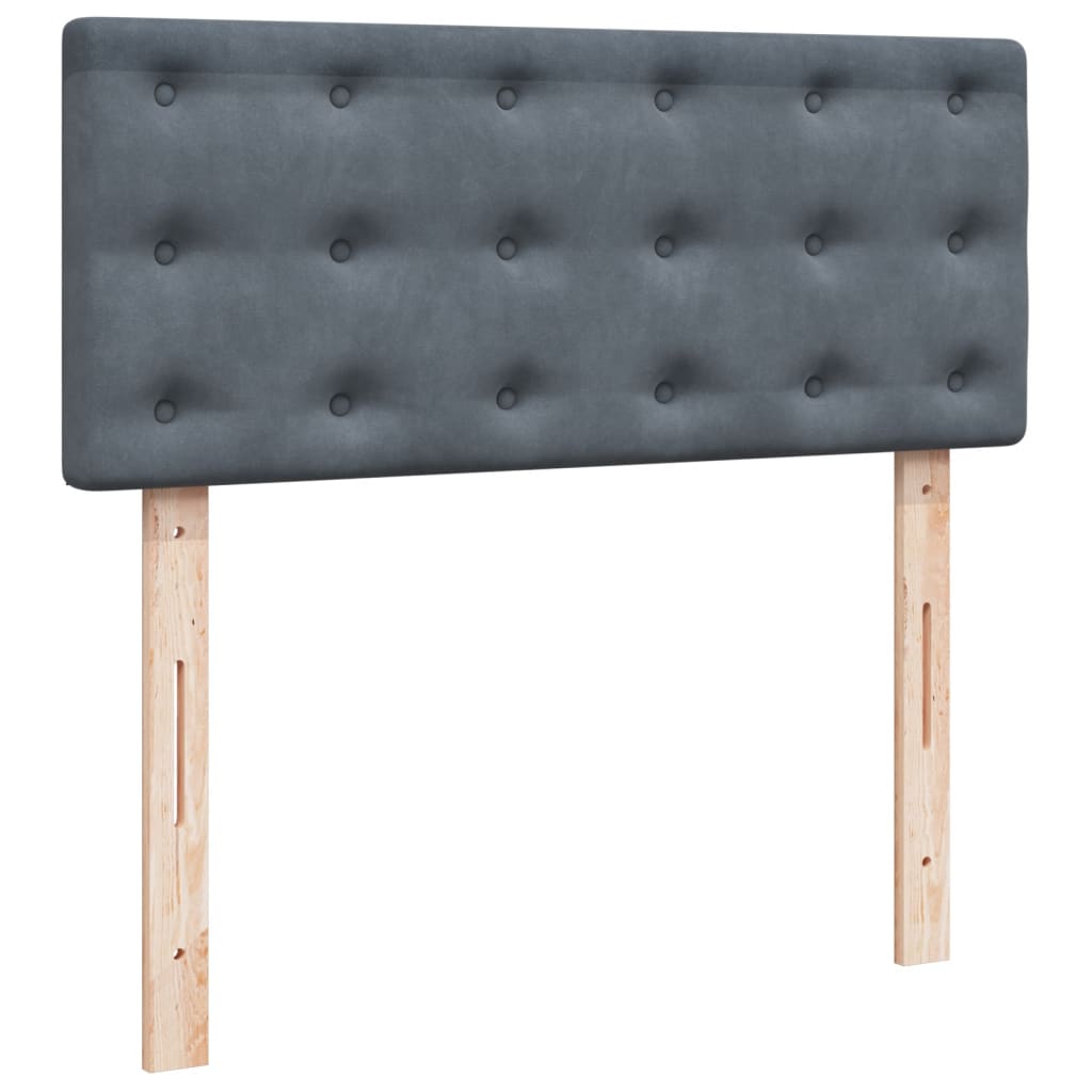 Lit à sommier tapissier avec matelas gris foncé 120x190 cm velours